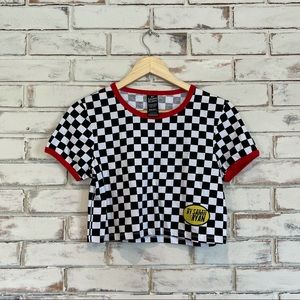 Samii ryan black white checkered crop top size small